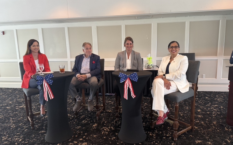 Members Jill Rawley with Panelists David Jones, Savannah Whicker, and Dr. Abeer Mustafa